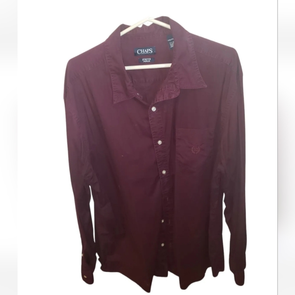 Chaps Ralph Lauren MAROON stretch poplin  BUTTON down shirt  MEN’S sz XXL.